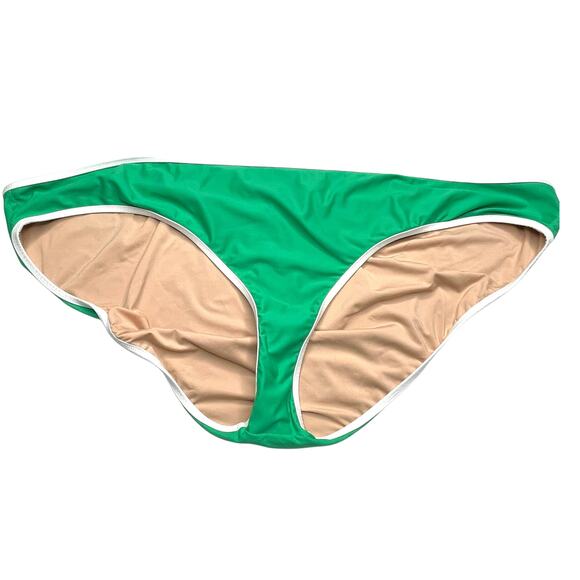 J.Crew Eco Tipped Surf Hipster Bikini Bottoms Green White 3X NEW - Picture 1 of 5